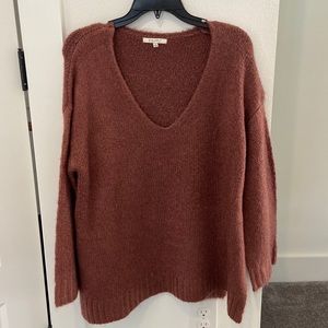 NEW Z Supply Brick/Rust V Neck Sweater